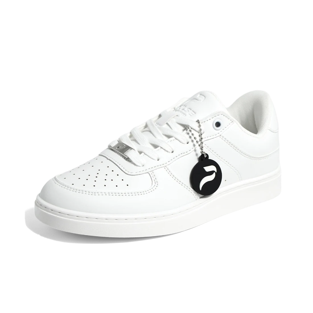 Flow White dance sneaker, single three-quarter front