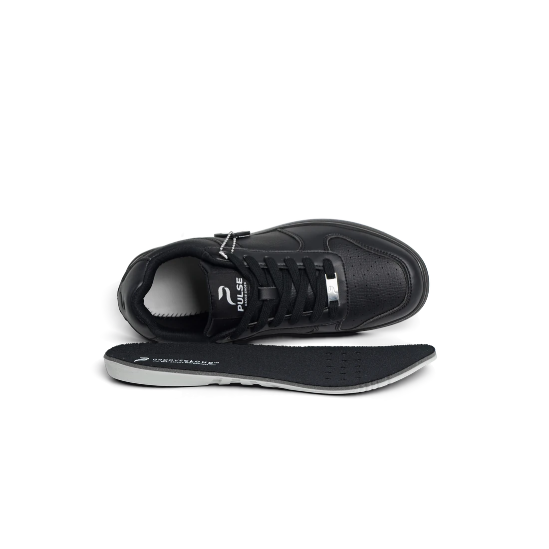 Flow 2 Onyx dance sneaker, insole removed beside the shoe